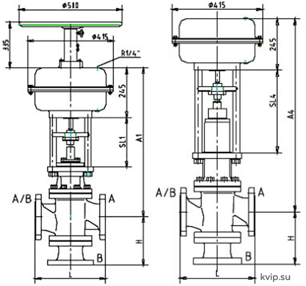 RTK PV64 DN125 - DN400 Клапан регулирующий с пневмоприводом_Р2